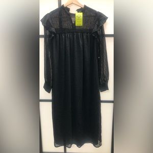 black sheer long sleeve dress NWT size S